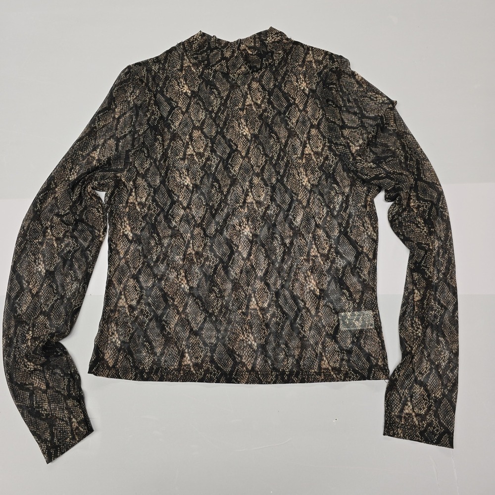 Wild Fable Women's Snake Print‎ Mesh Mock Neck Long Sleeve Top XL